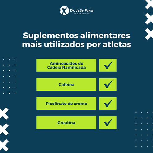 Suplementos alimentares mais utilizados por atletas