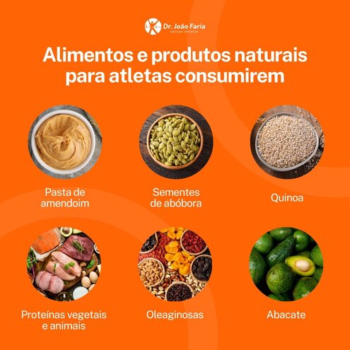 Alimentos e produtos naturais para atletas consumirem